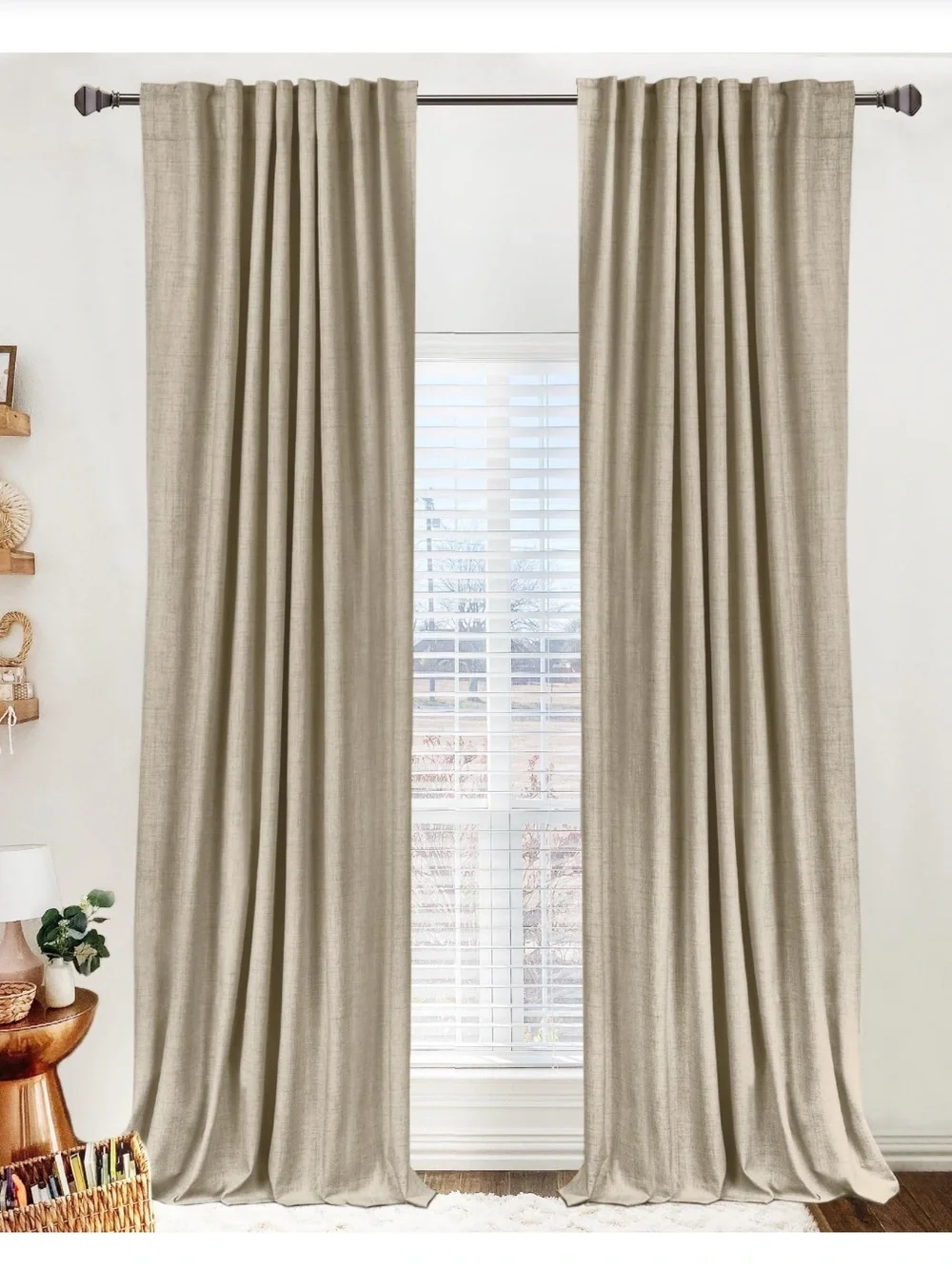 100% Blackout Curtains Back Tab Rod Pocket Living Room Drapes 50x84” (2-panels)